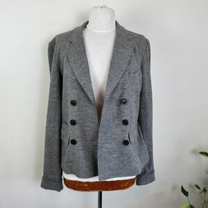 J.Crew Wool 10 Tall M L Benny Double Breasted Blazer Unstructured Gray Unlined